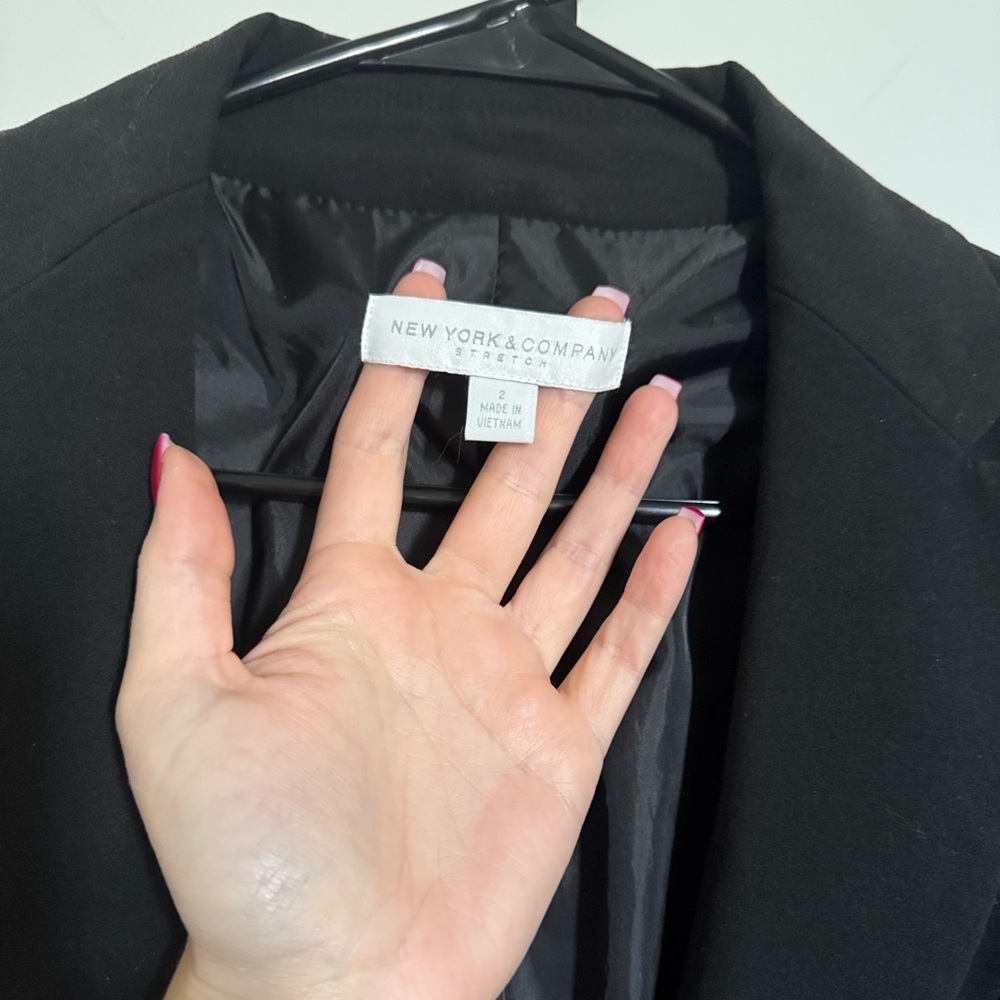 New York & Company Solid Black Blazer Workwear Jacket - Picture 3 of 5